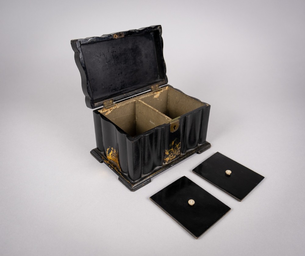 Victorian Papier Mache Mother Of Pearl Tea Caddy, c.1860 View V