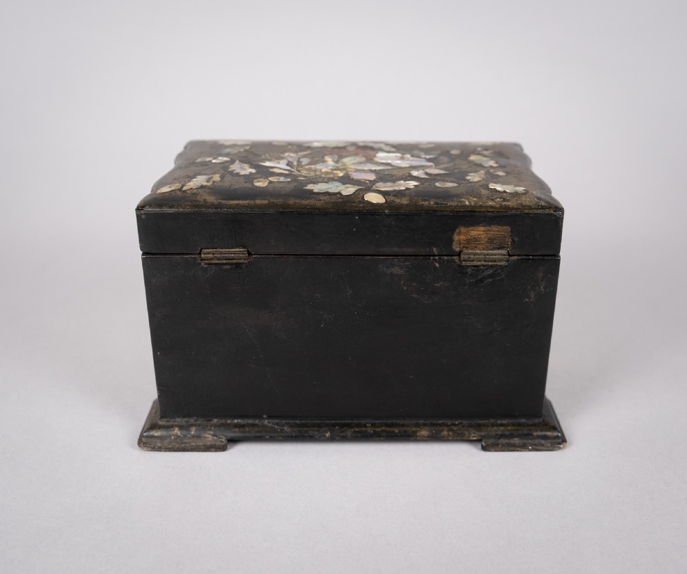 Victorian Papier Mache Mother Of Pearl Tea Caddy, c.1860 View VI