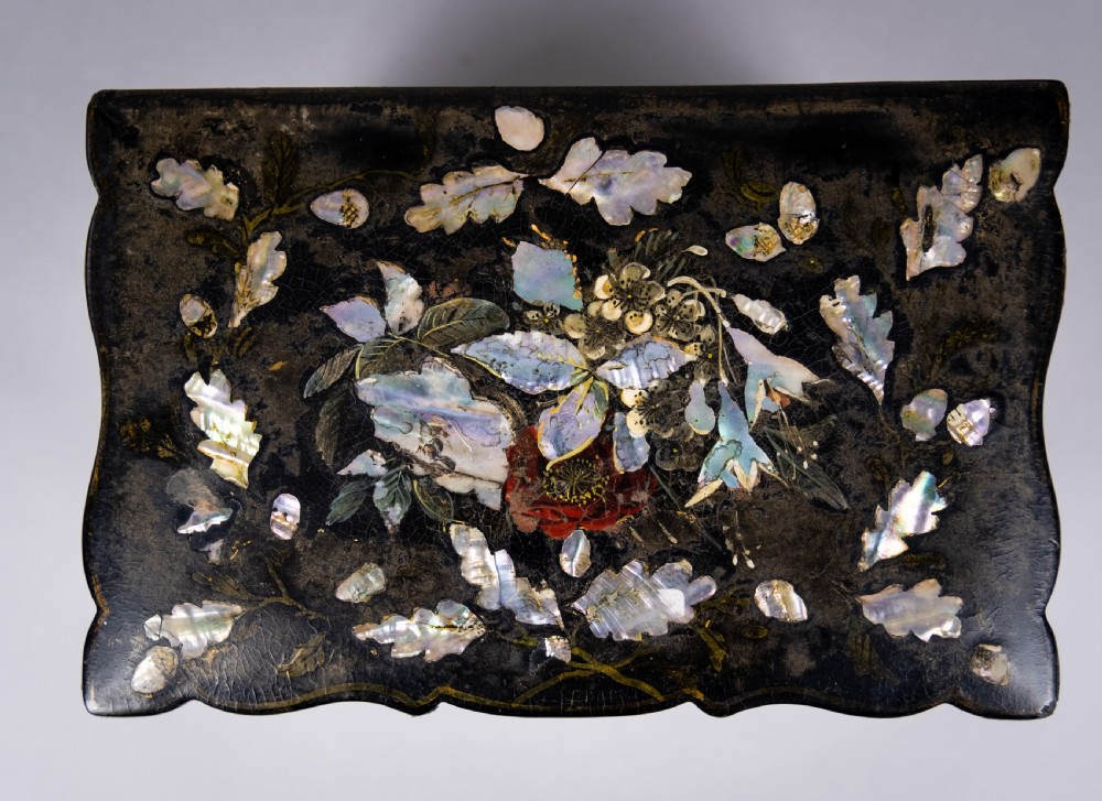 Victorian Papier Mache Mother Of Pearl Tea Caddy, c.1860 View VIII