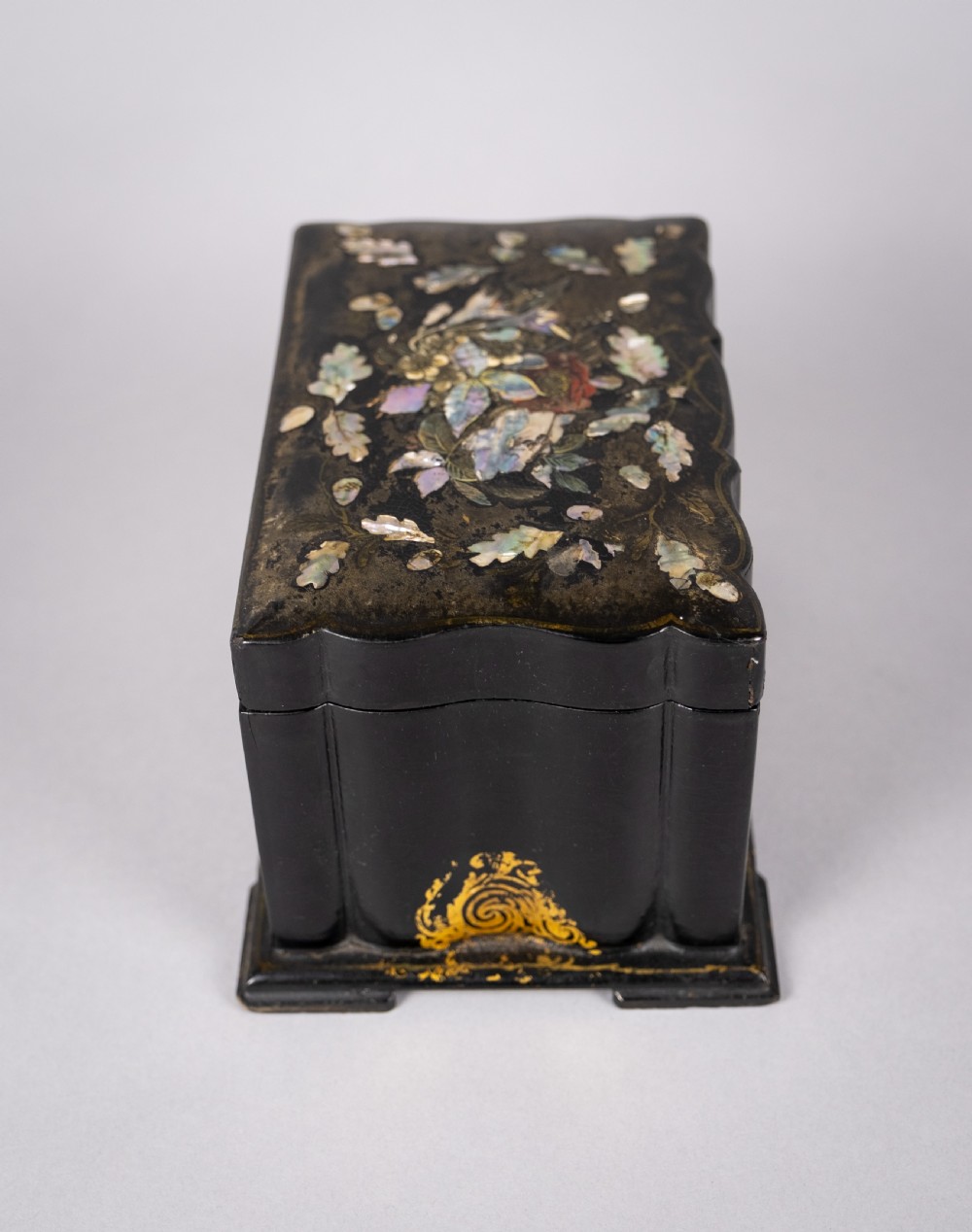 Victorian Papier Mache Mother Of Pearl Tea Caddy, c.1860 View IX
