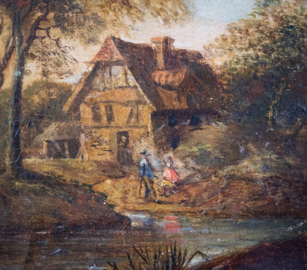Circle of Alexander Nasmyth - Figures In Highland Country Landscape. Signed. Oil On Board View III