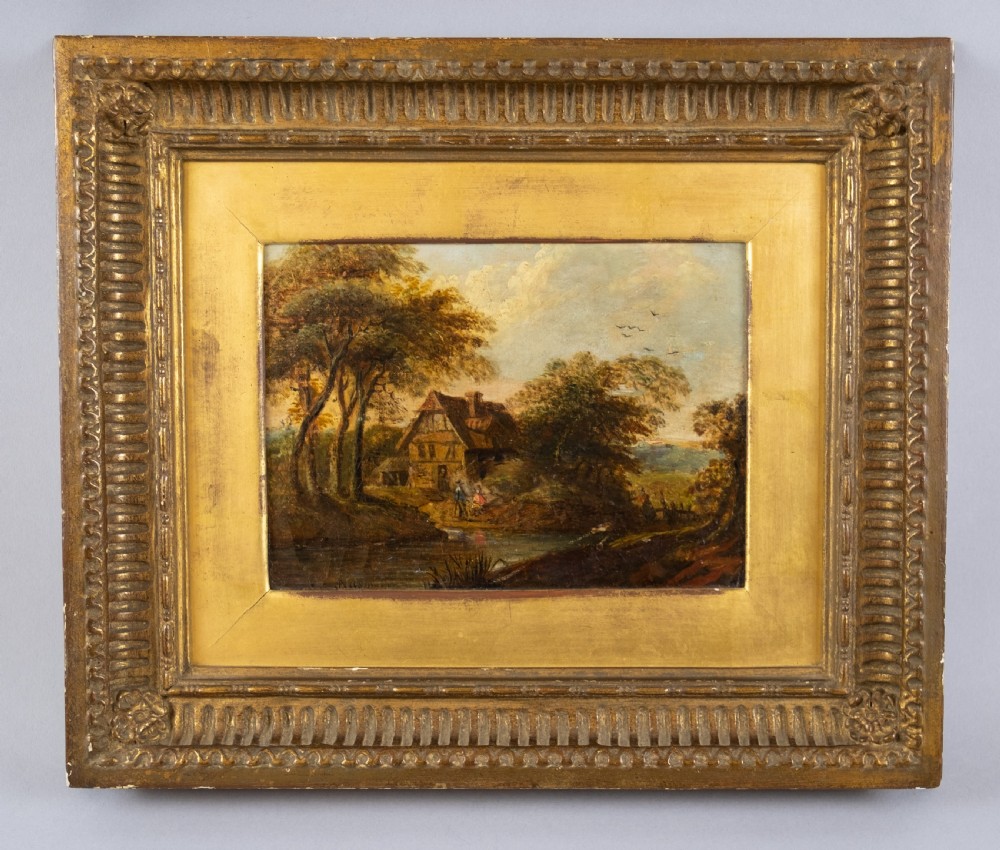 Circle of Alexander Nasmyth - Figures In Highland Country Landscape. Signed. Oil On Board View VII