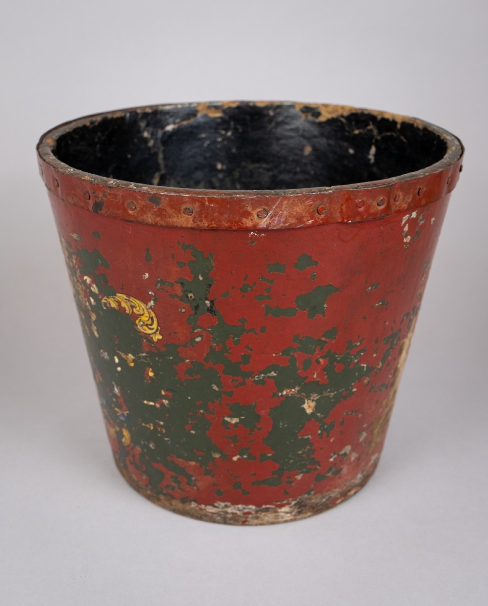 Victorian Papier Mache Royal Arms Fire Bucket. View VI