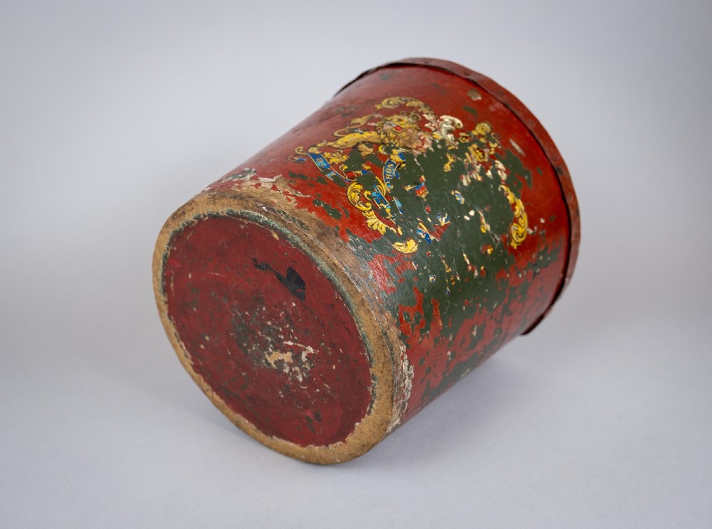 Victorian Papier Mache Royal Arms Fire Bucket. View X
