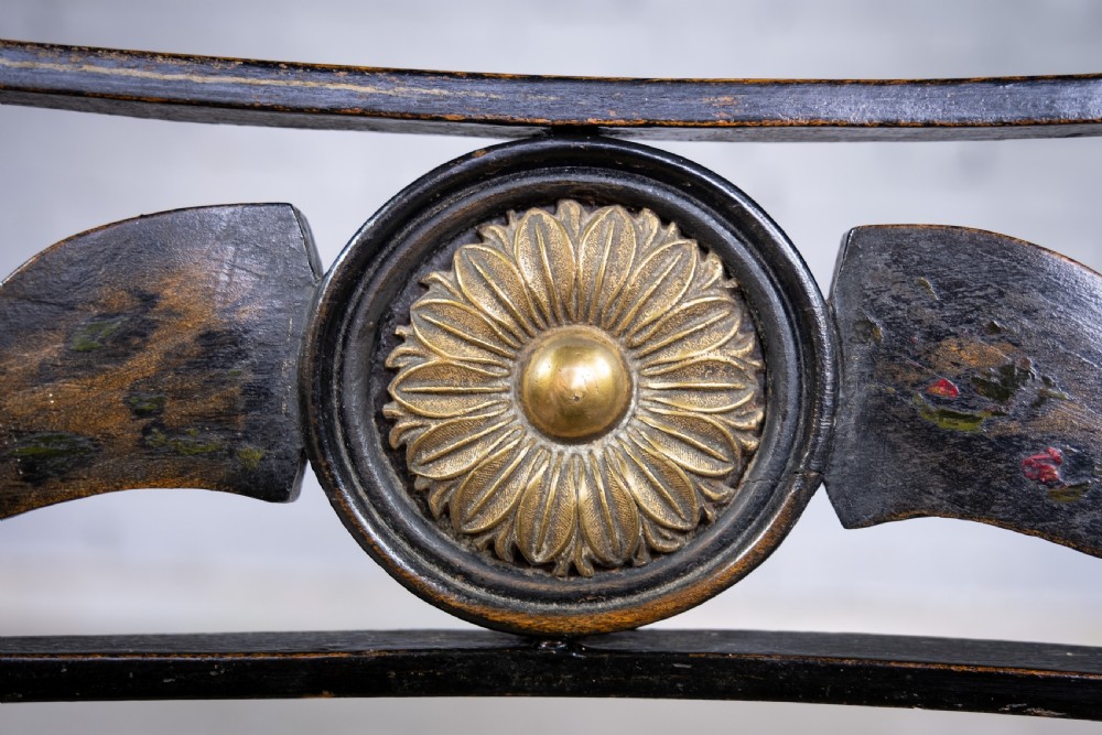 Regency Ebonised, Gilt & Painted Cane Sabre Leg Chair View VIII