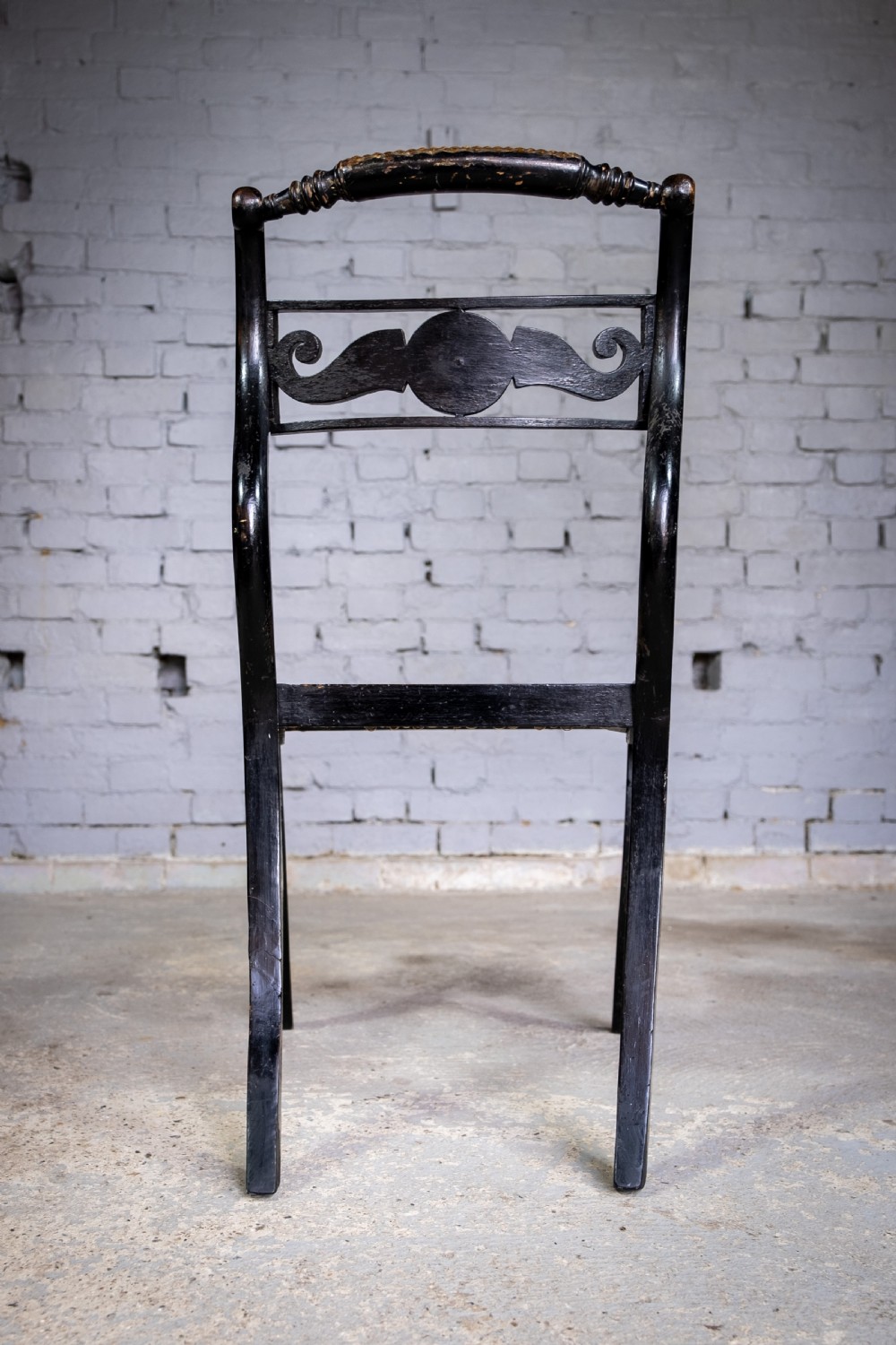 Regency Ebonised, Gilt & Painted Cane Sabre Leg Chair View XI