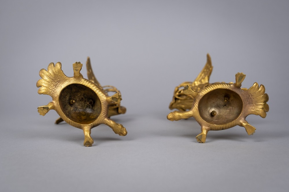 Pair Of French 'Japanesque' Gilt Bronze Candlesticks, c.1890. View XI