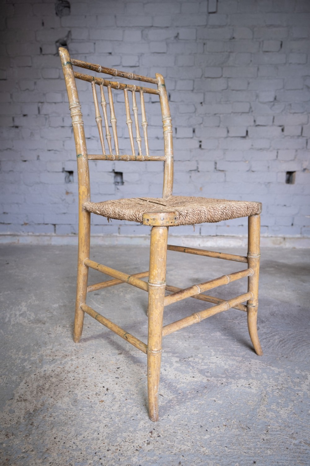Regency Faux Bamboo Chair With Original Paint, c.1830 View VI
