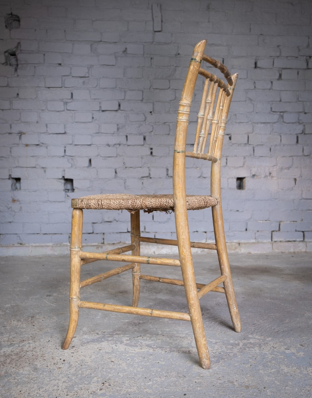 Regency Faux Bamboo Chair With Original Paint, c.1830 View XII