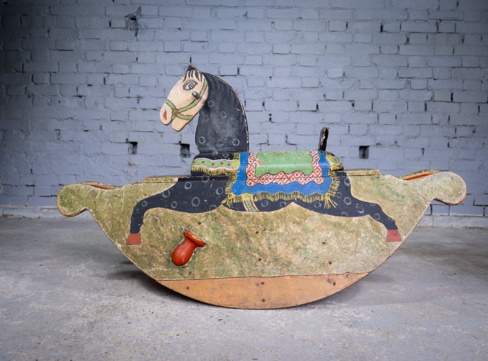 Late 19th Century Folk Art Painted Wooden Rocking Horse