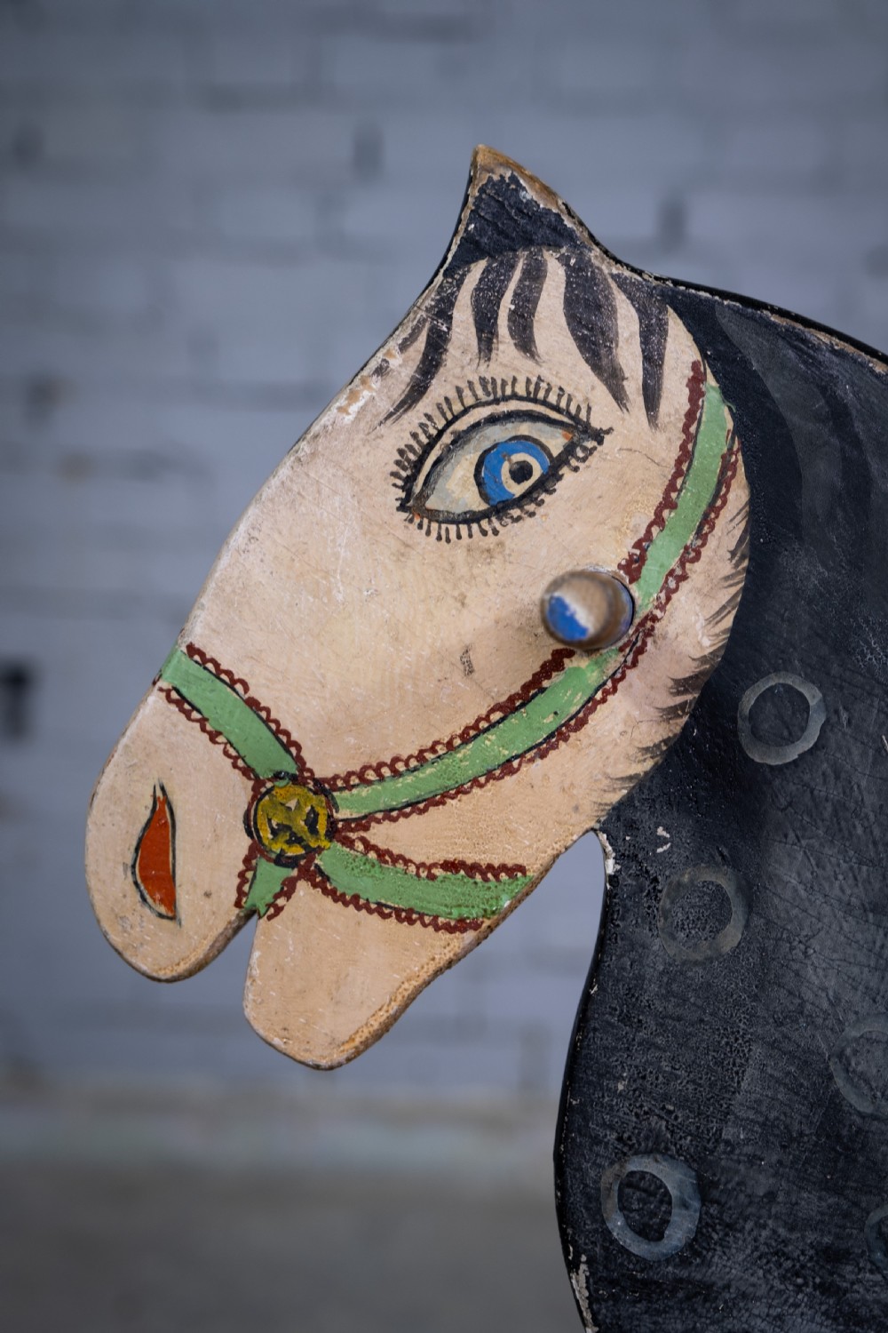 Late 19th Century Folk Art Painted Wooden Rocking Horse View IV
