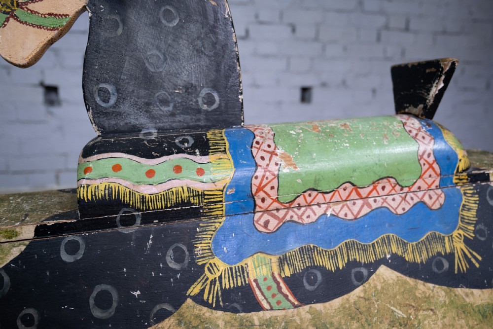 Late 19th Century Folk Art Painted Wooden Rocking Horse View VI
