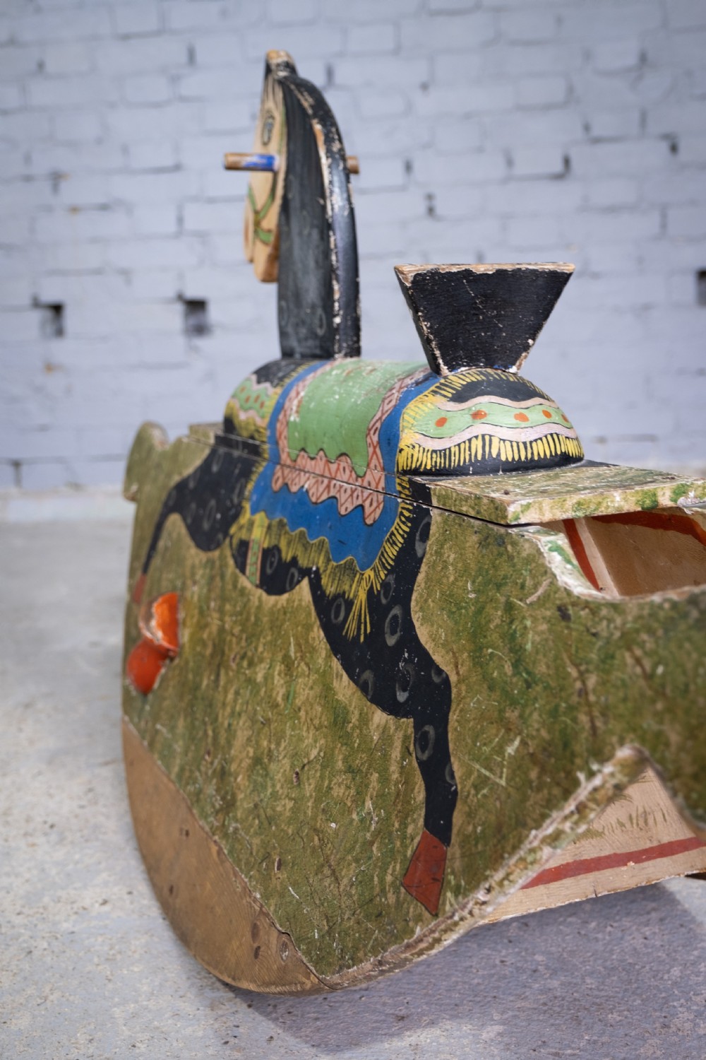 Late 19th Century Folk Art Painted Wooden Rocking Horse View XIII
