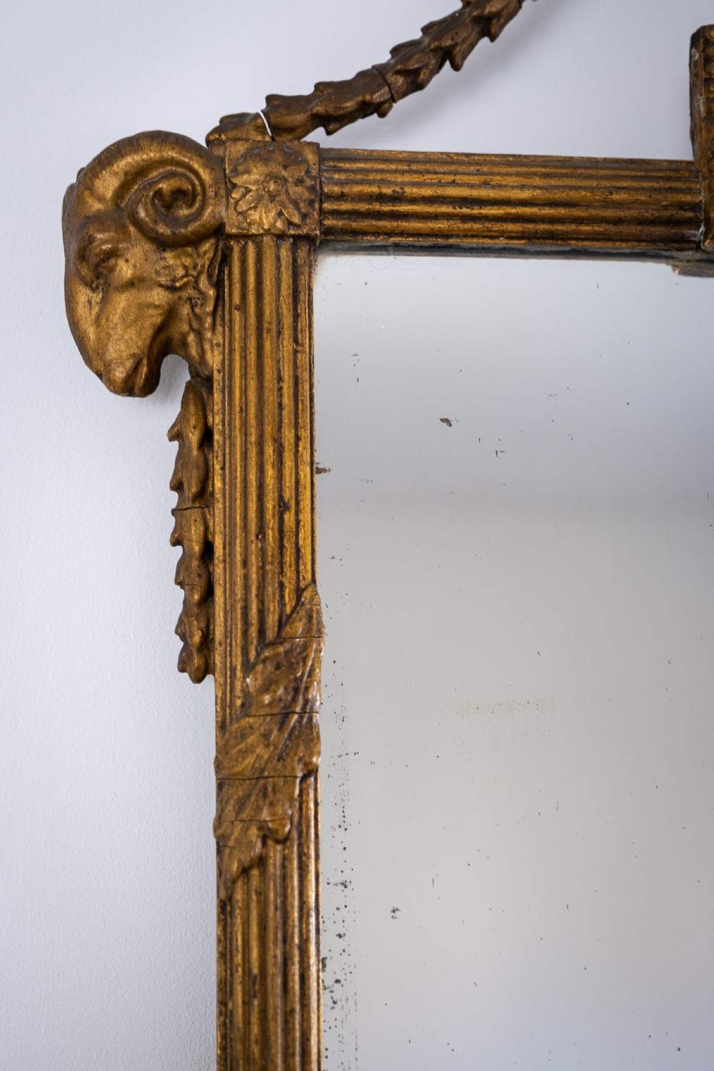 Early 19th Century French Neoclassical Pier Mirror With Rams' Head Decoration View II