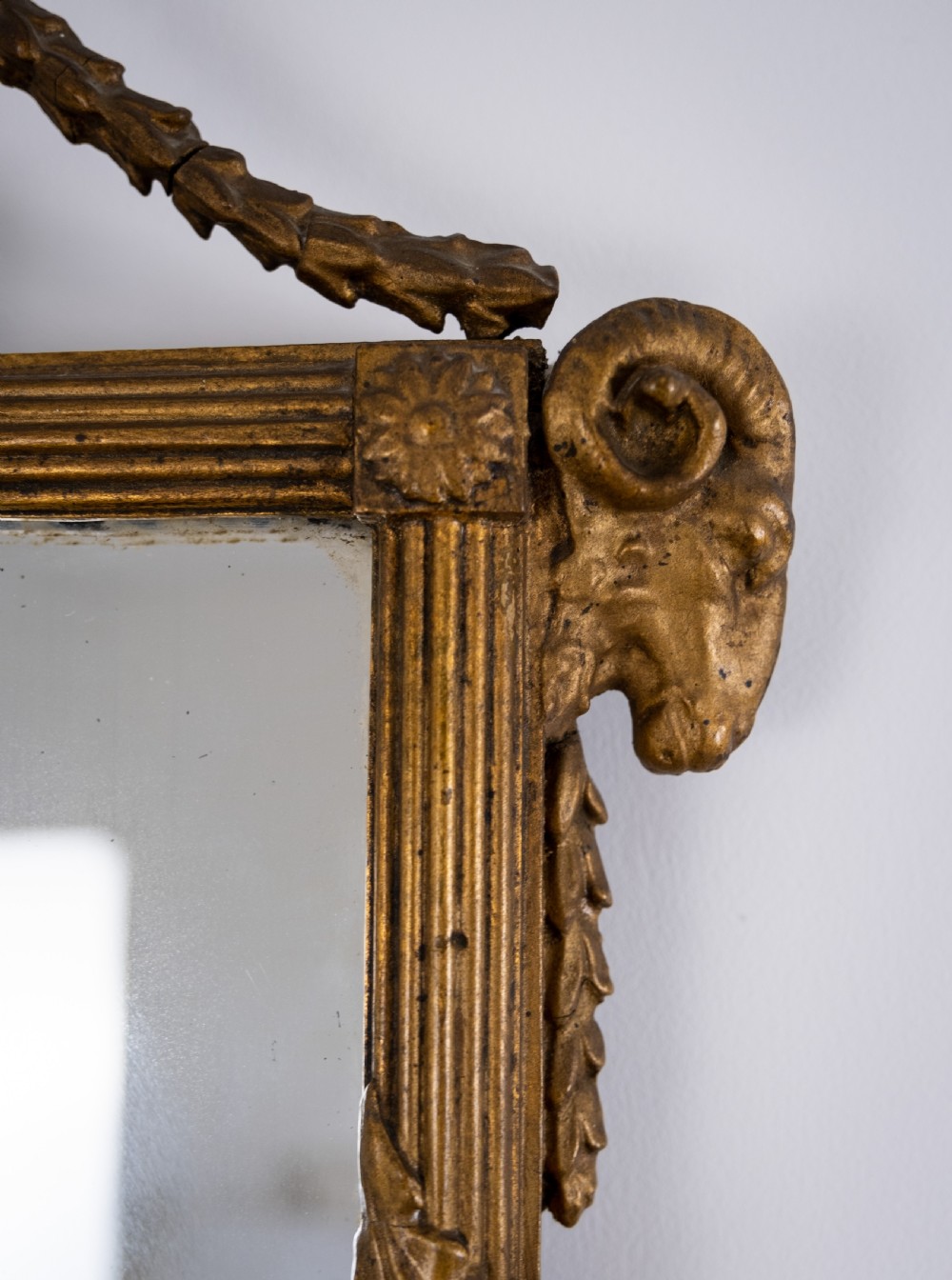 Early 19th Century French Neoclassical Pier Mirror With Rams' Head Decoration View III