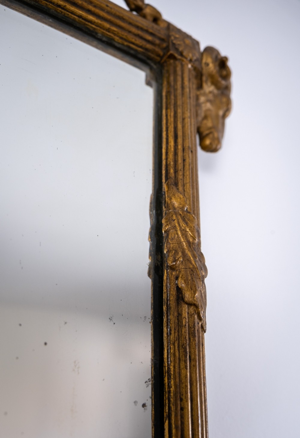Early 19th Century French Neoclassical Pier Mirror With Rams' Head Decoration View V