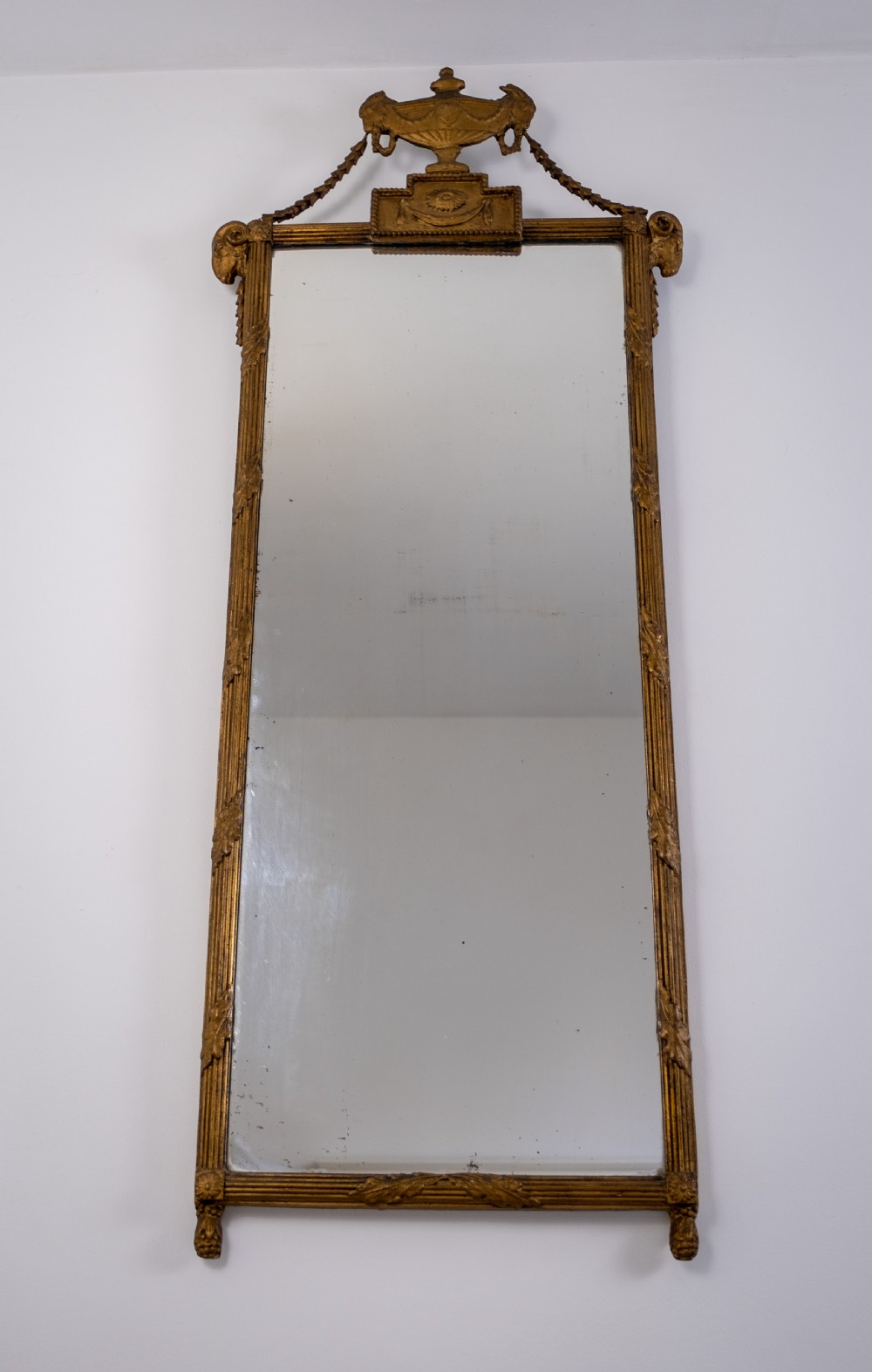 Early 19th Century French Neoclassical Pier Mirror With Rams' Head Decoration View VII