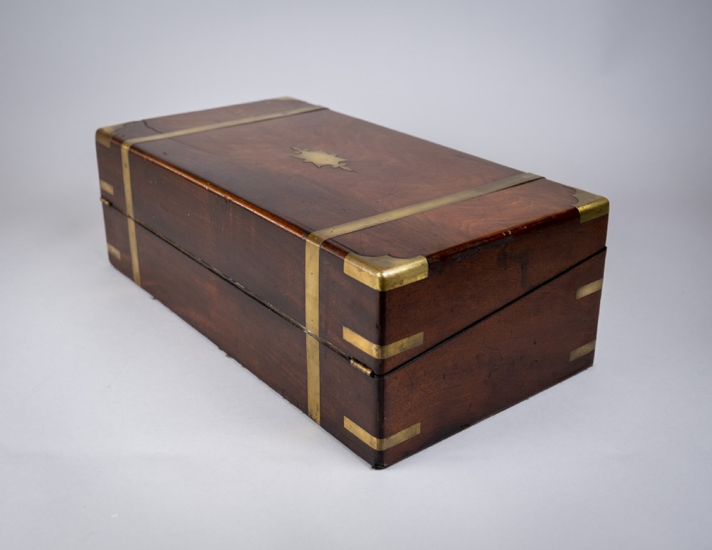 Large Georgian Rosewood Campaign Writing Slope. View IV