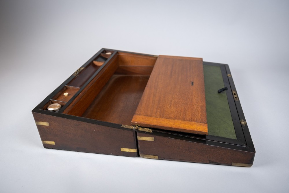 Large Georgian Rosewood Campaign Writing Slope. View XIII