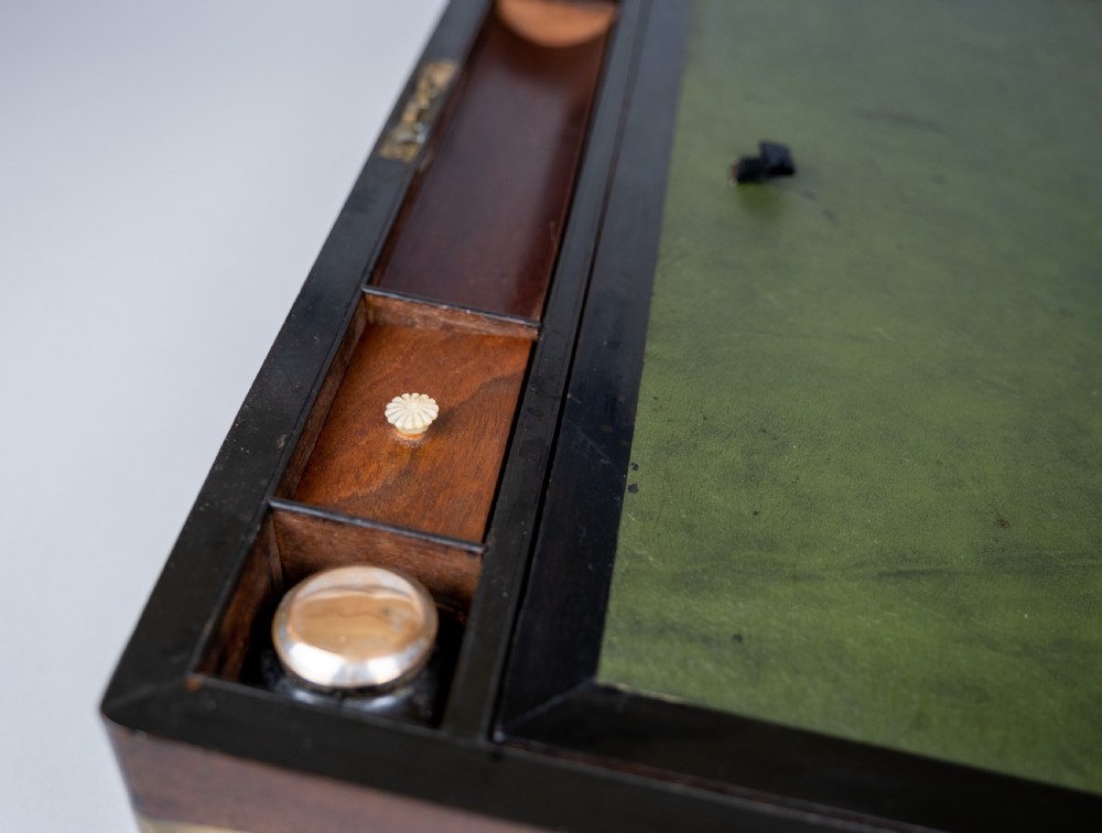 Large Georgian Rosewood Campaign Writing Slope. View XVI