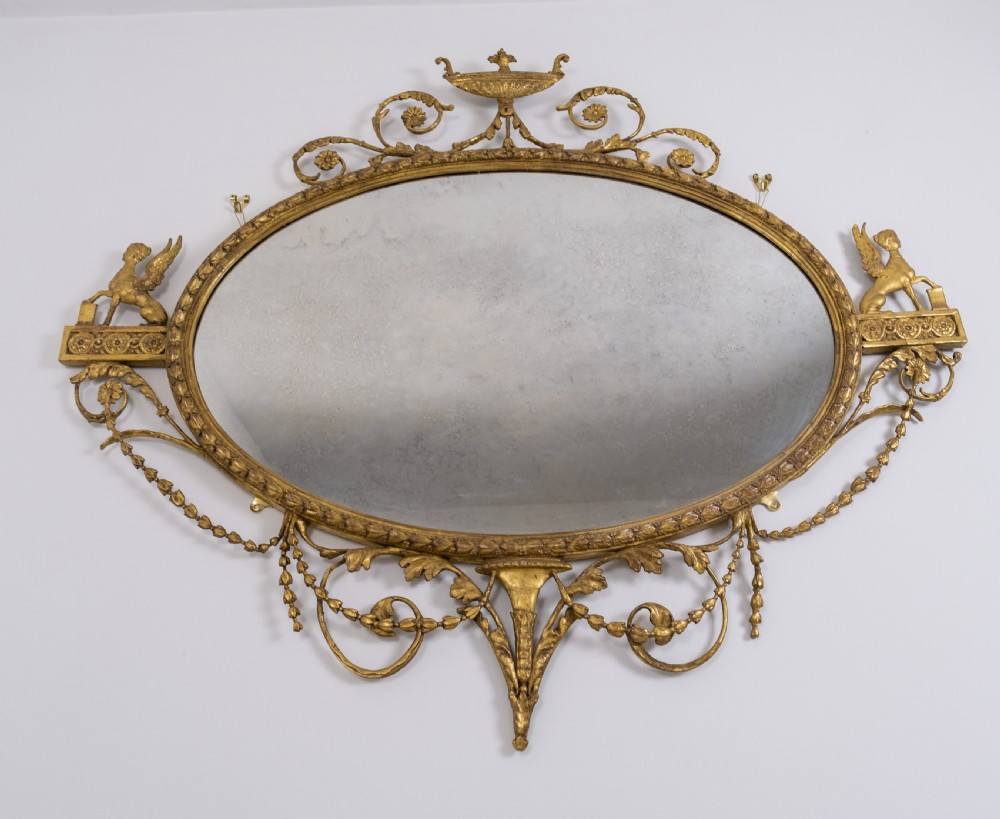 Neo-Classical Oval Gilt Sphynx Mirror (Royal Provenance)
