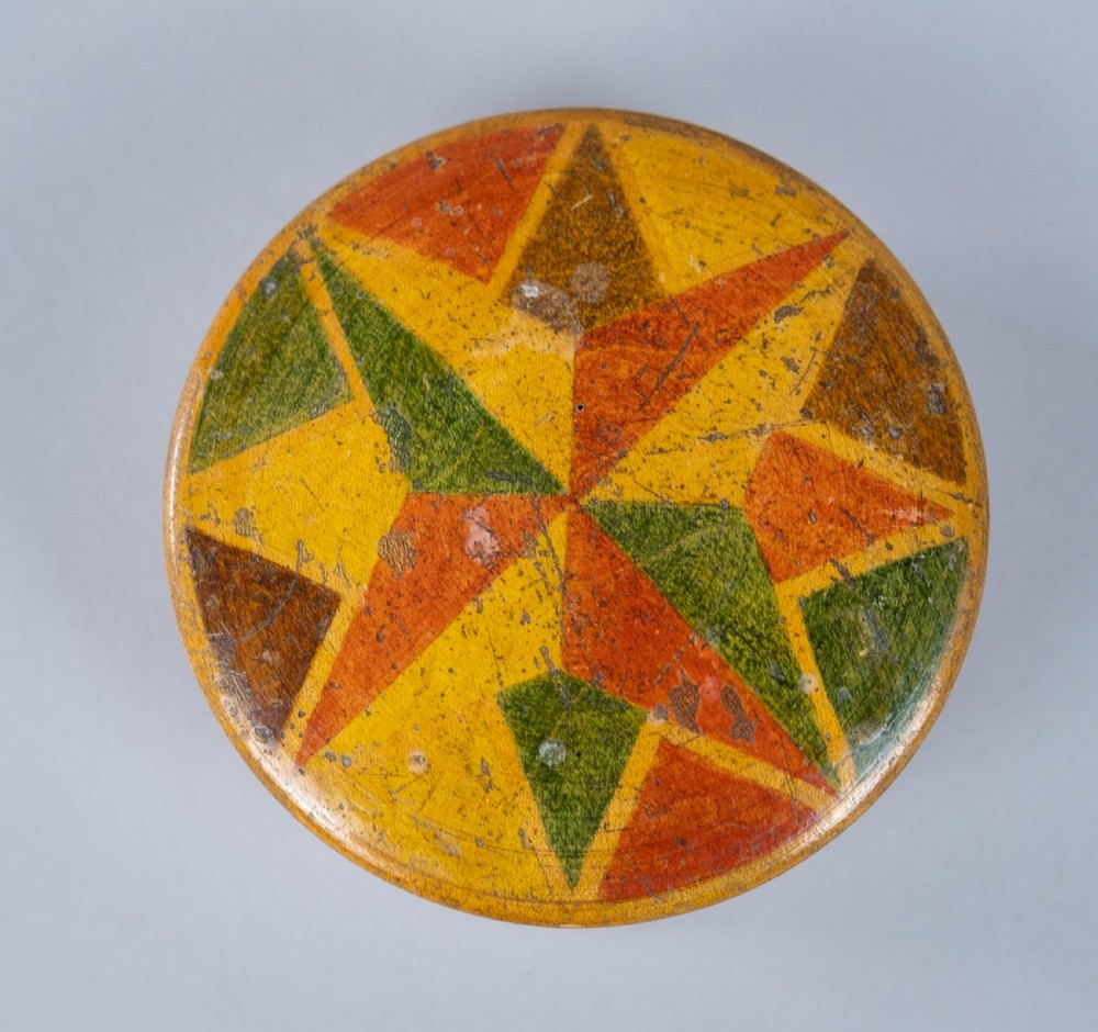Early 20th Century Harlequin Painted Treen Snuff Box. View III