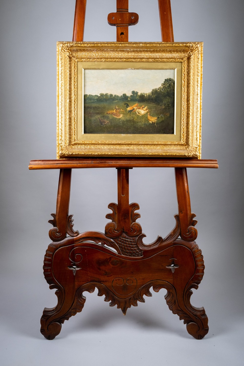 Chickens In A Landscape, Signed & Dated 'A.D, 1883'. Oil On Tin. View IV
