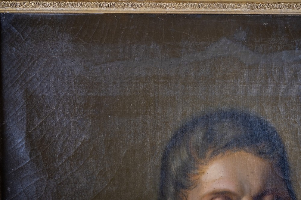 Large 19th Century Portrait Of A Gentleman. European School. Oil On Canvas. View VIII