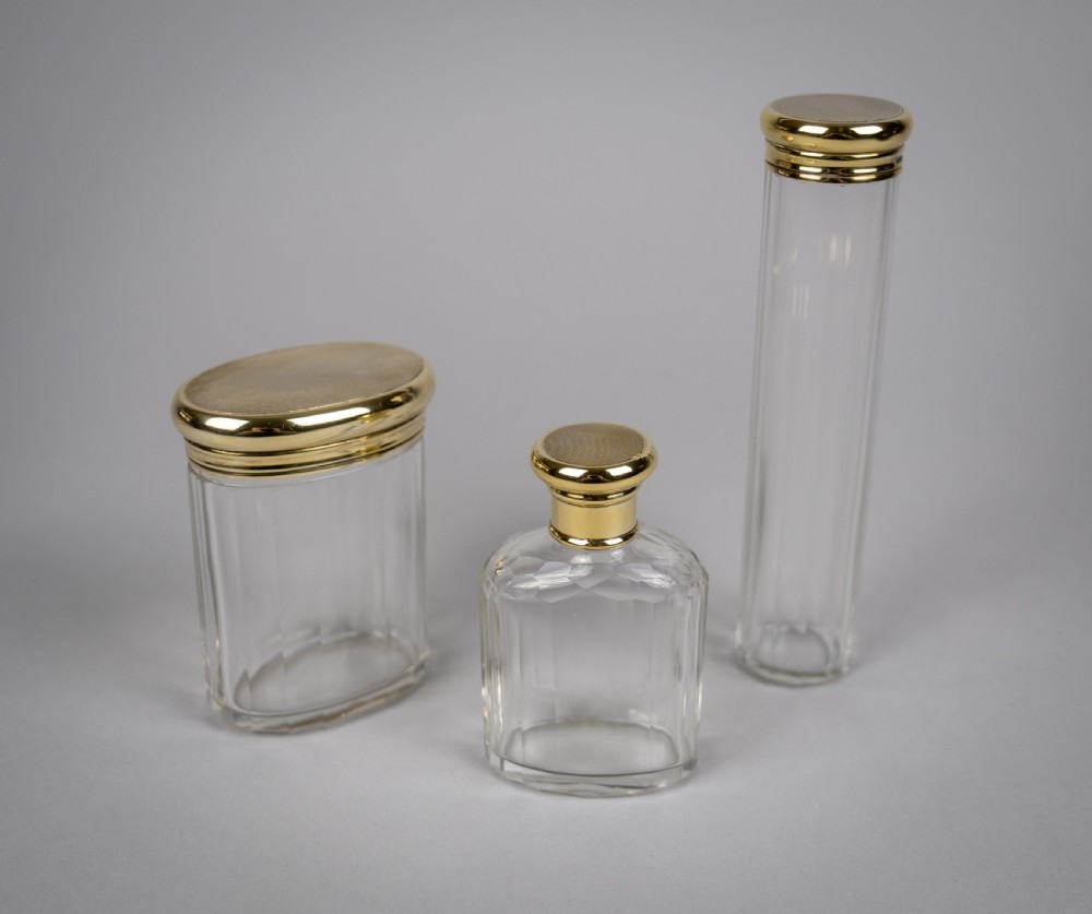 B & G West, London, 1942, Three Silver Gilt Dressing Table Jars . View II