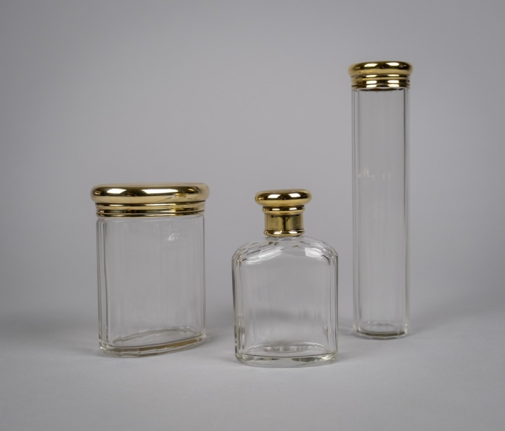 B & G West, London, 1942, Three Silver Gilt Dressing Table Jars . View III