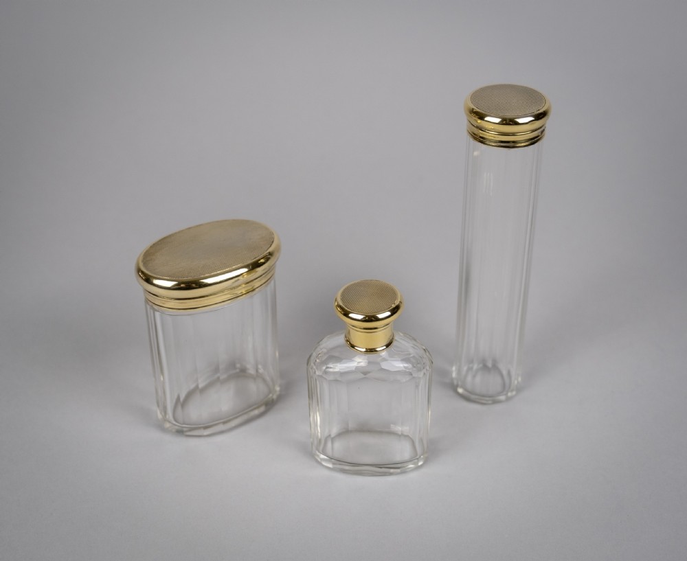B & G West, London, 1942, Three Silver Gilt Dressing Table Jars . View IV