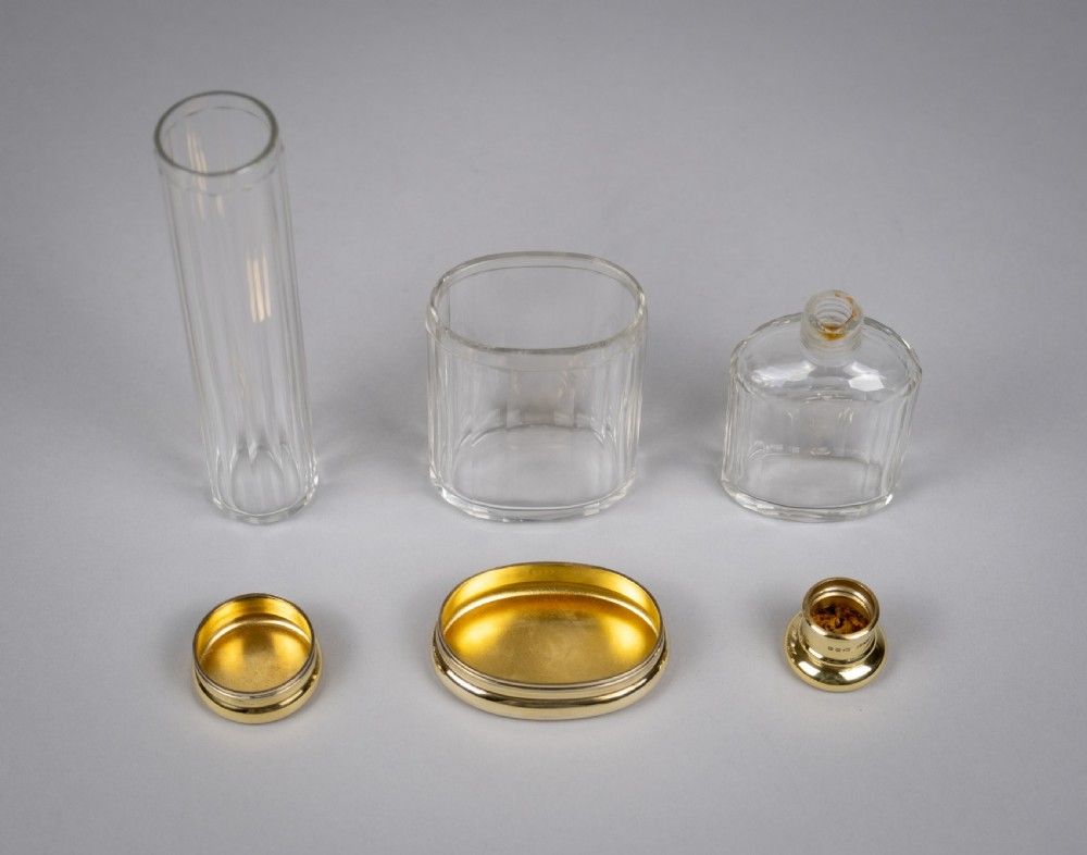 B & G West, London, 1942, Three Silver Gilt Dressing Table Jars . View V