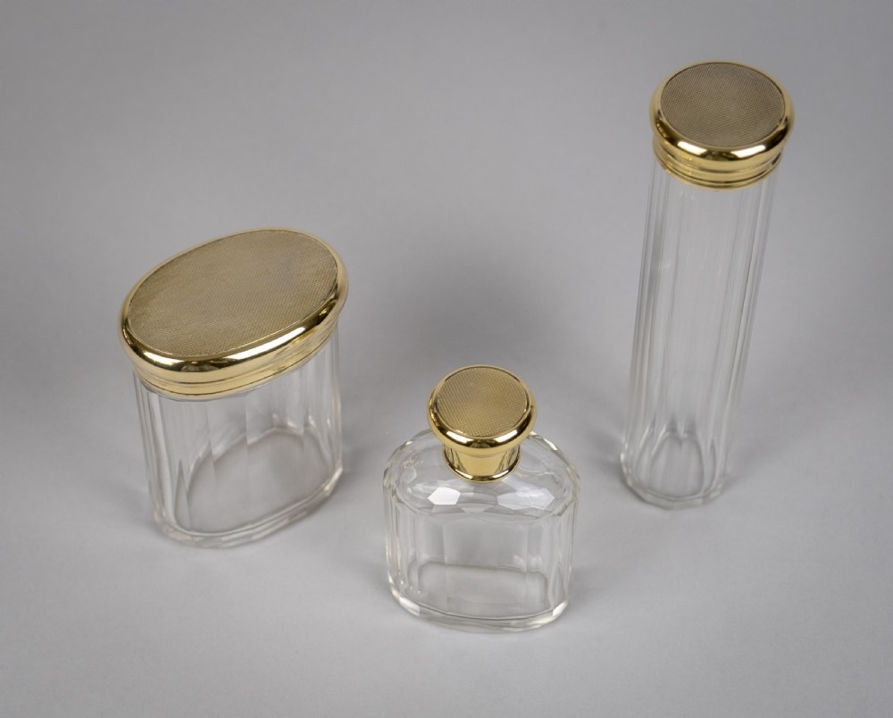 B & G West, London, 1942, Three Silver Gilt Dressing Table Jars . View X