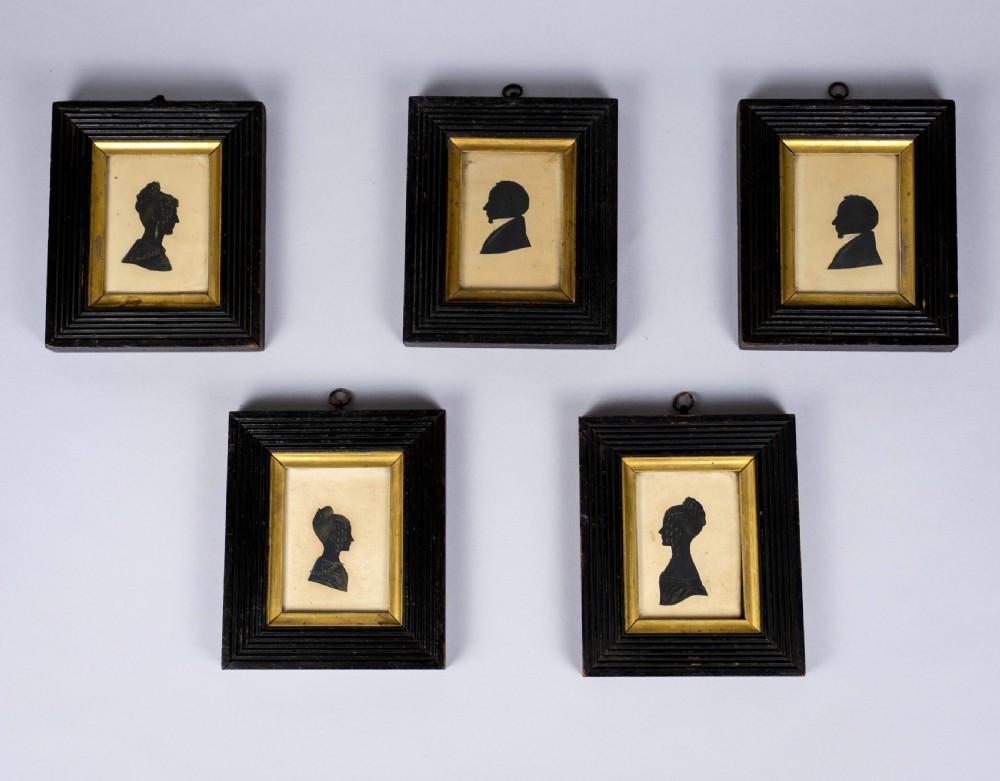 Five Irish Bronzed Portrait Silhouettes - Lisburn County, Sept 1833.