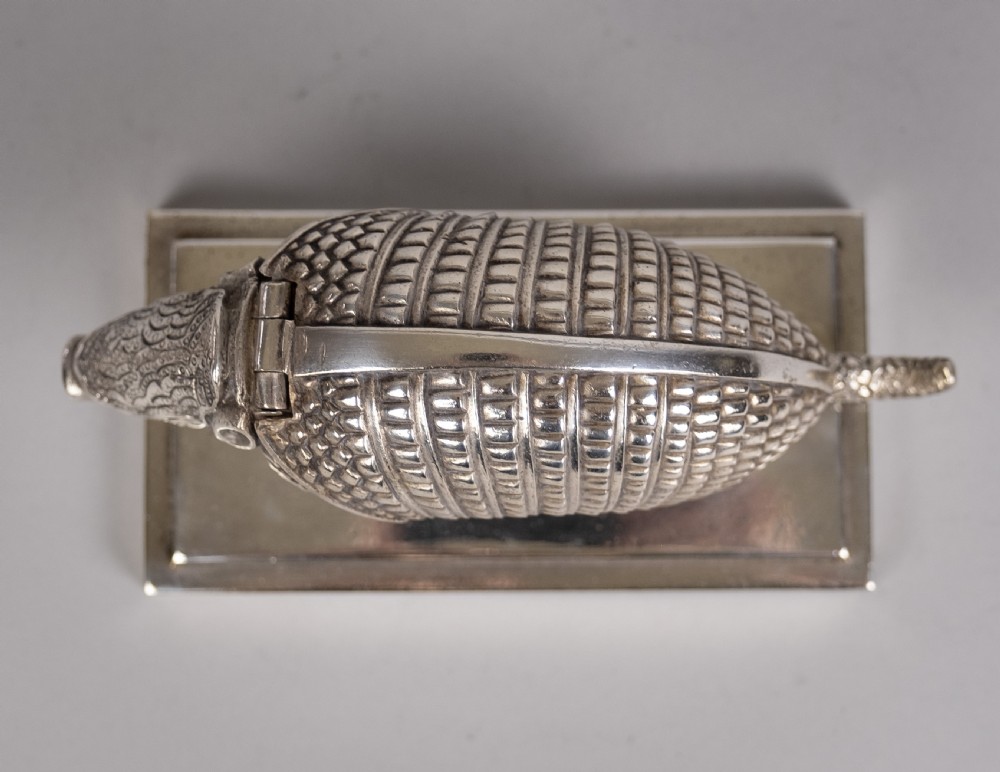 19th Century Silver Plated Armadillo Novelty Inkwell View VII
