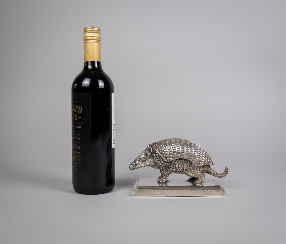 19th Century Silver Plated Armadillo Novelty Inkwell View XII