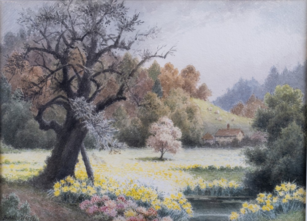 Herbert George (b.1863) - Cottage In A Landscape. Signed. Watercolour.