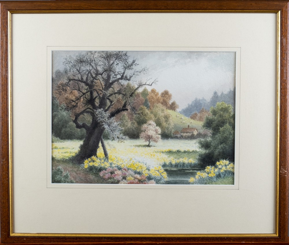 Herbert George (b.1863) - Cottage In A Landscape. Signed. Watercolour. View III