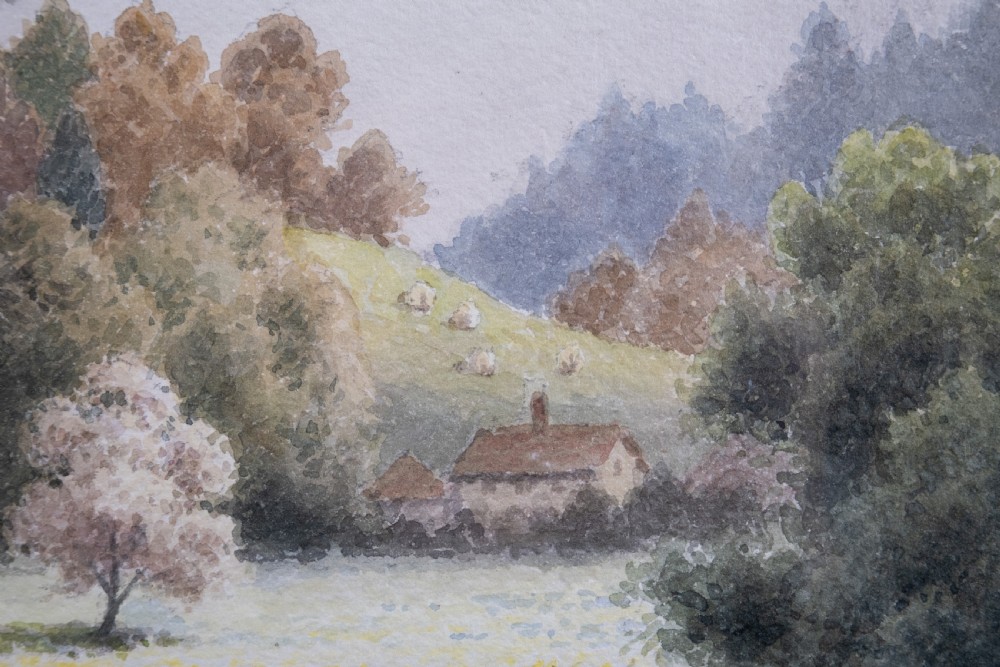 Herbert George (b.1863) - Cottage In A Landscape. Signed. Watercolour. View V