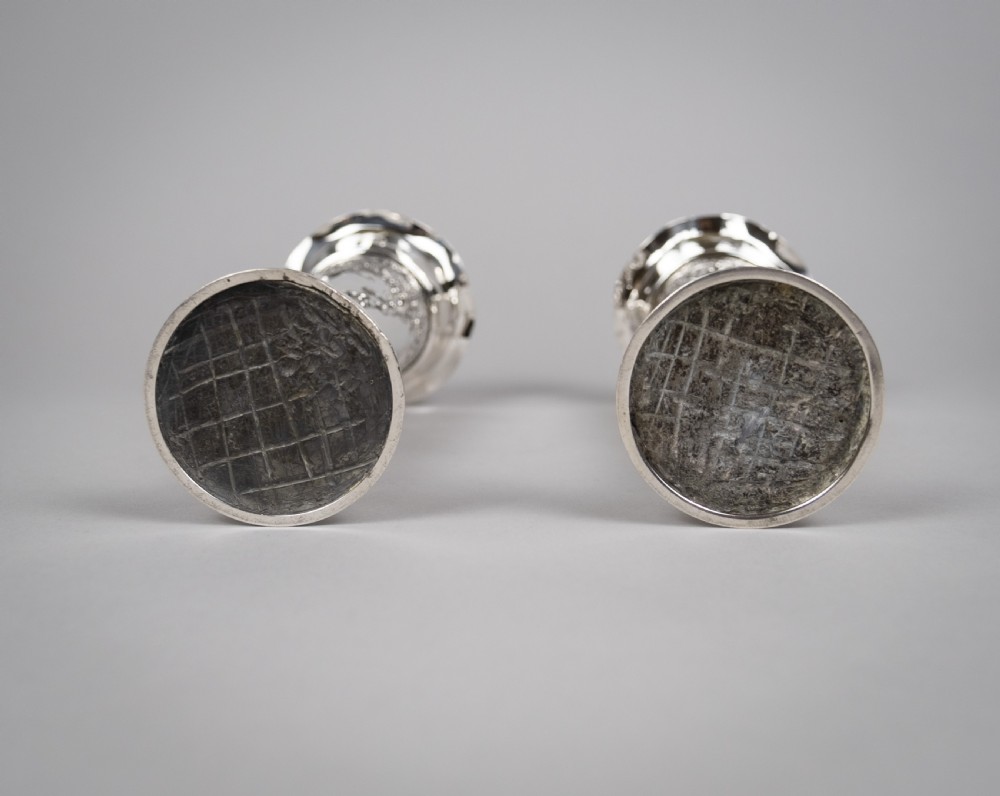 William Comyns & Sons, London, 1902 - Pair of Sterling Silver Spill Vases. View VI