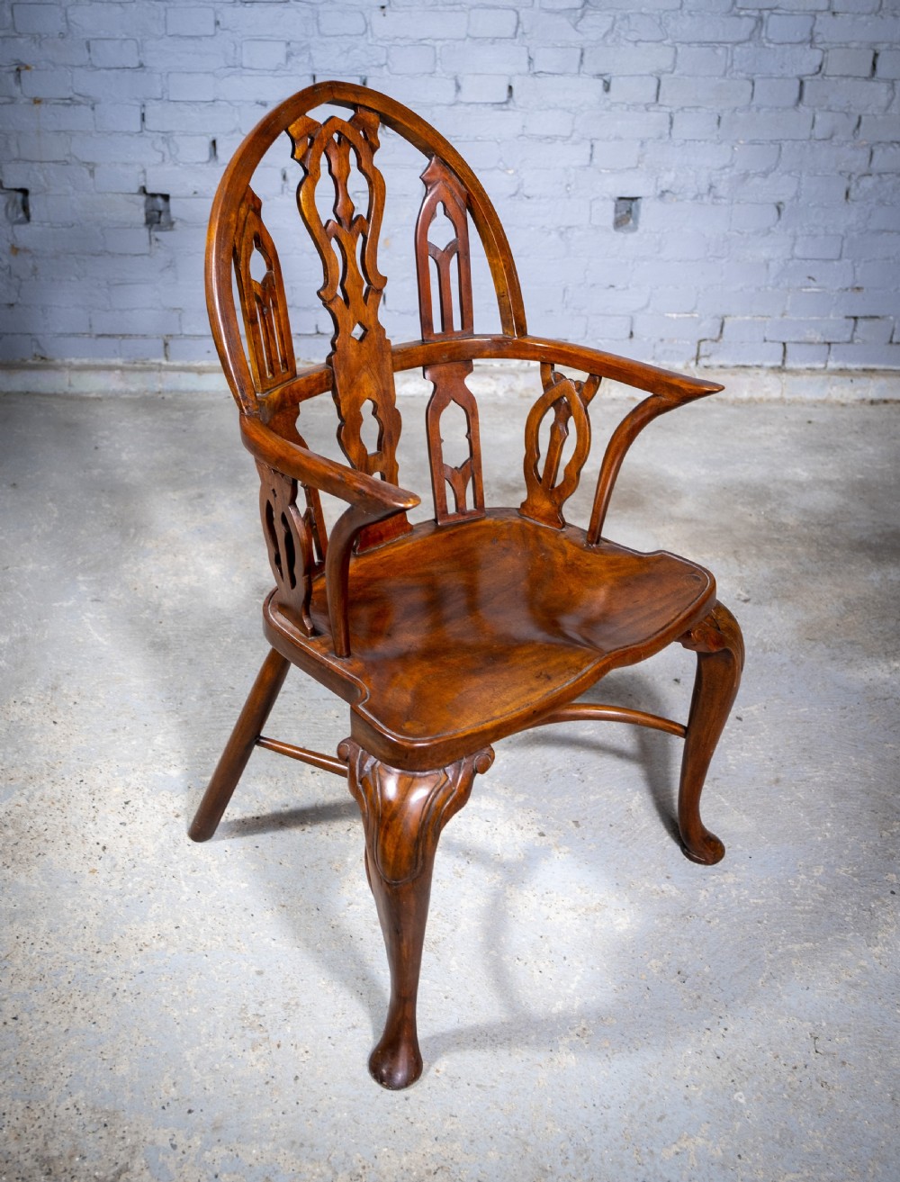 Late 19th Century Gothic Revival Yew & Elm Windsor Chair View II