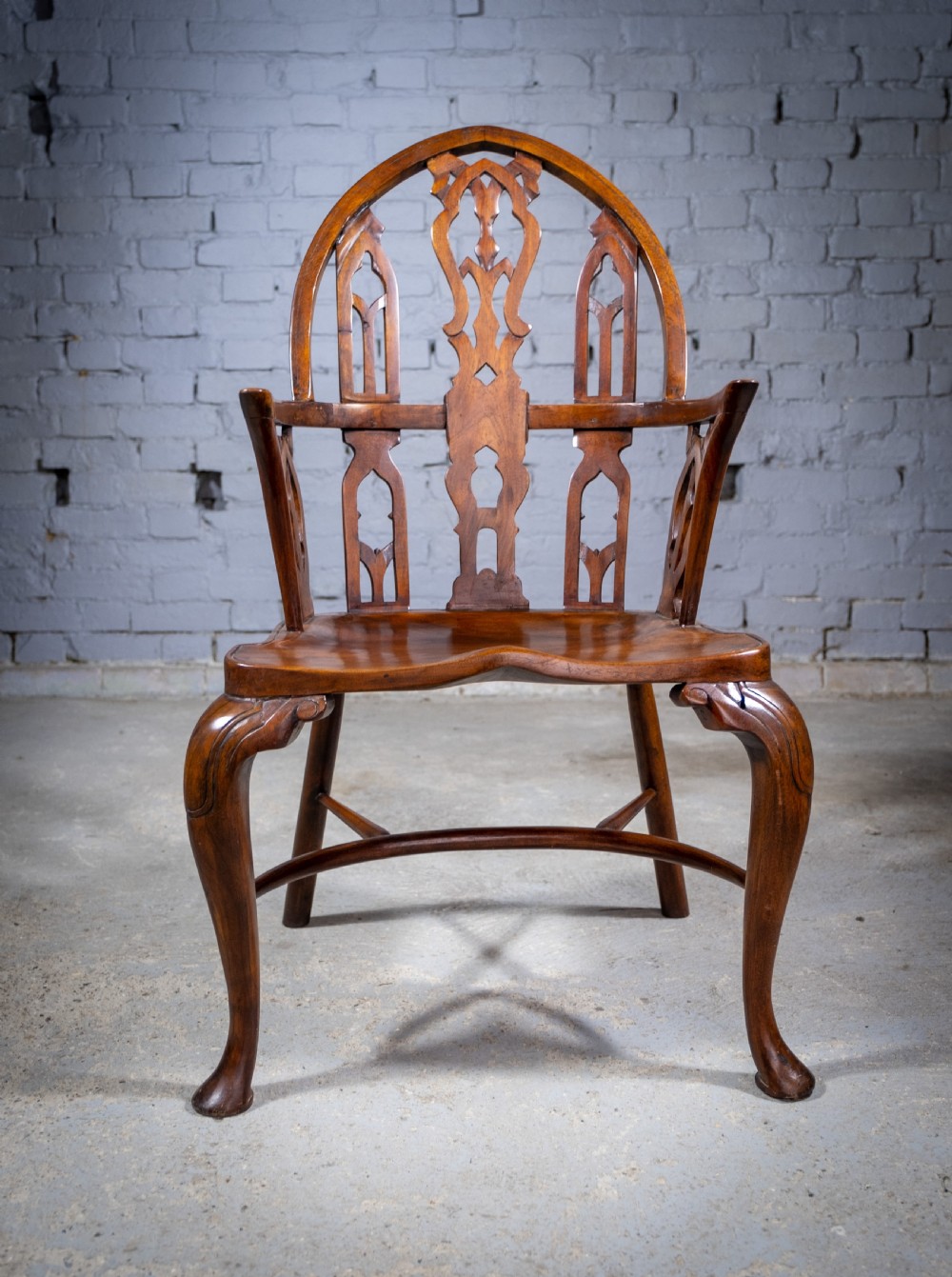 Late 19th Century Gothic Revival Yew & Elm Windsor Chair