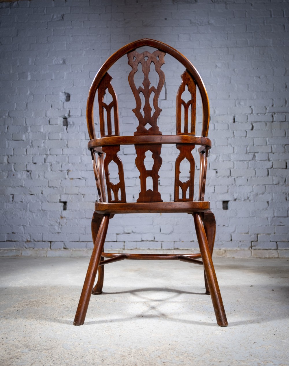 Late 19th Century Gothic Revival Yew & Elm Windsor Chair View VI