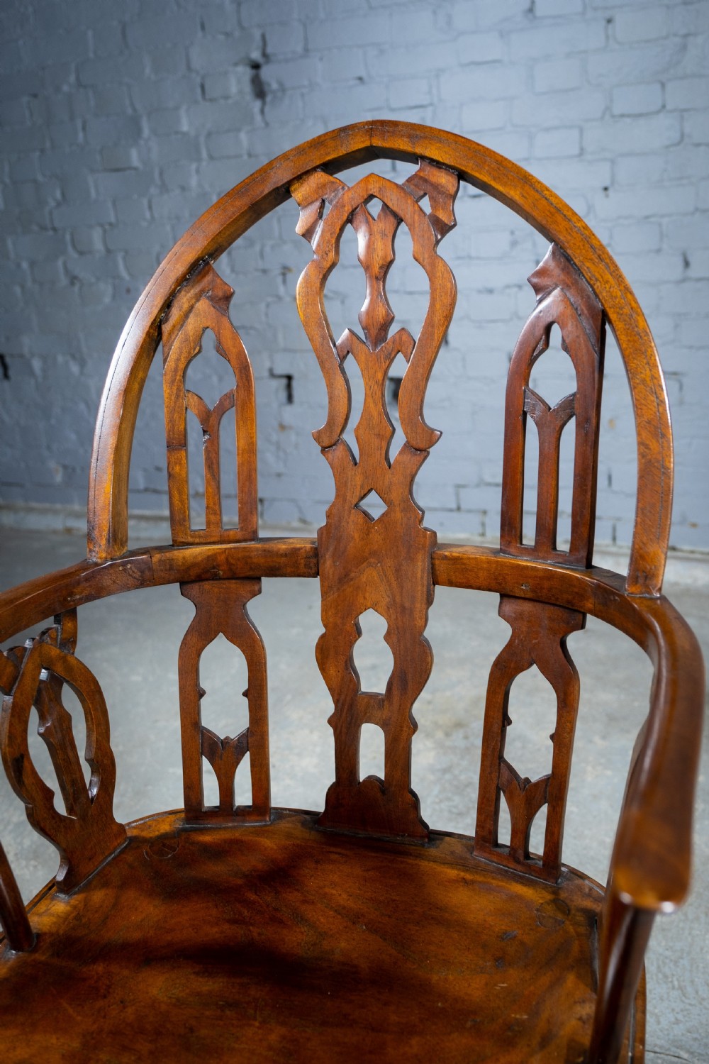 Late 19th Century Gothic Revival Yew & Elm Windsor Chair View IX
