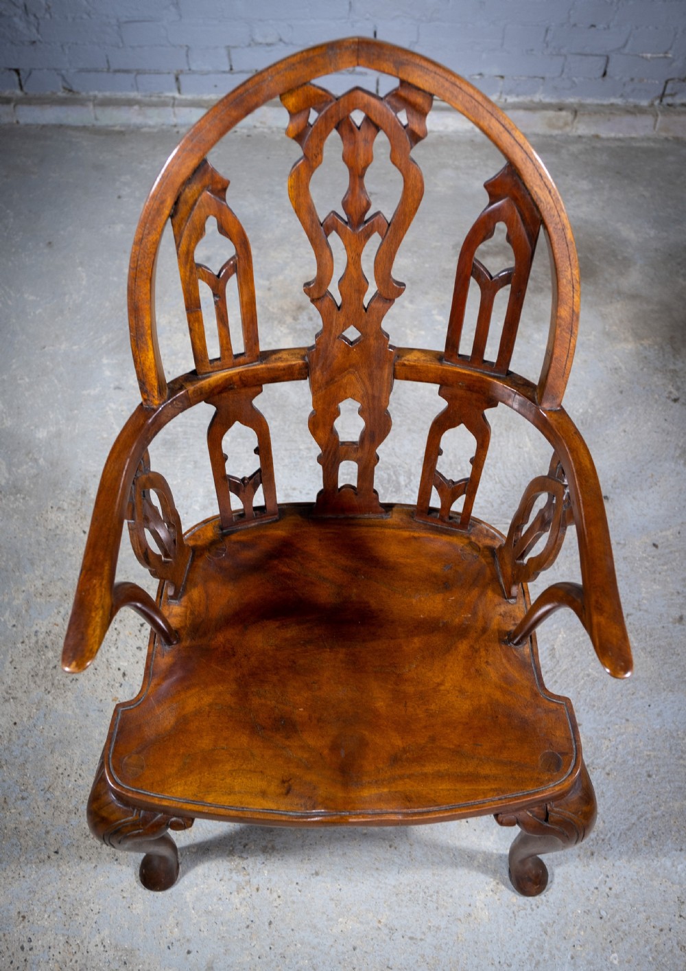 Late 19th Century Gothic Revival Yew & Elm Windsor Chair View X