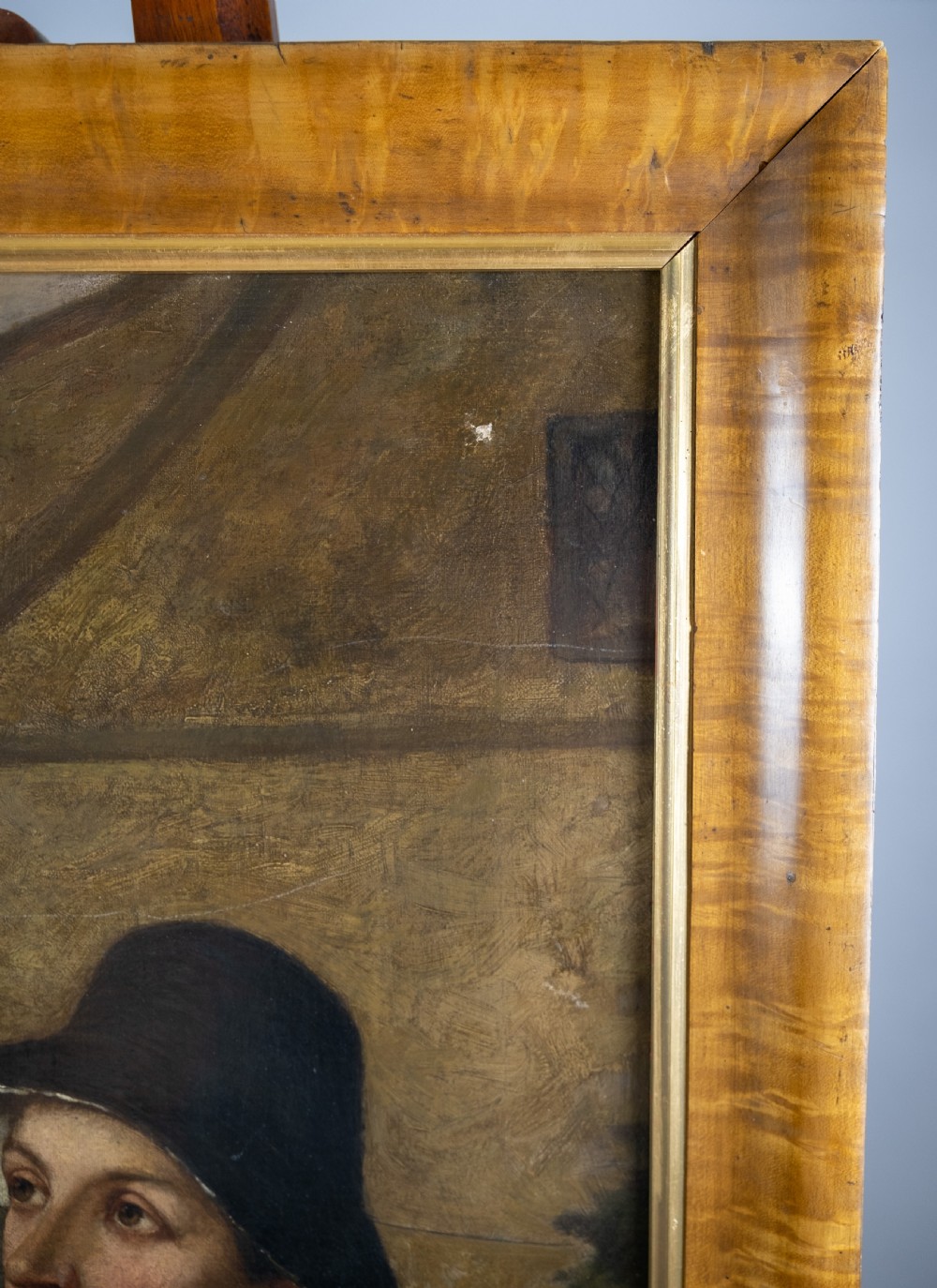 19th Century Oil On Canvas Horse & Rider In Maple Frame. View VIII