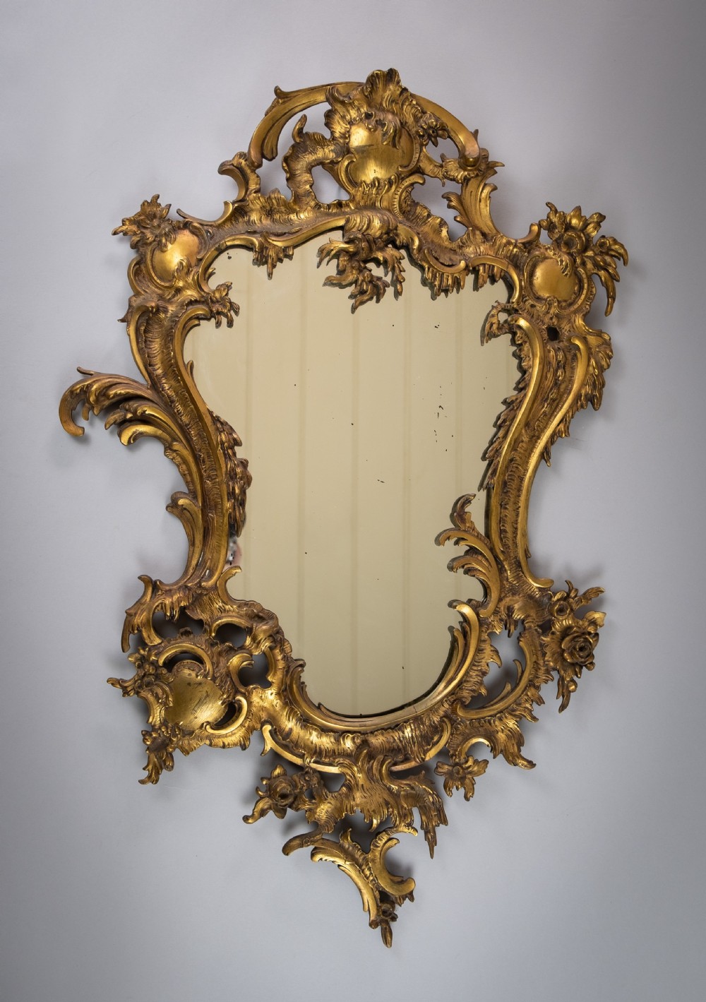 Mid-19th Century Gilt Bronze French Rococo Style Mirror.