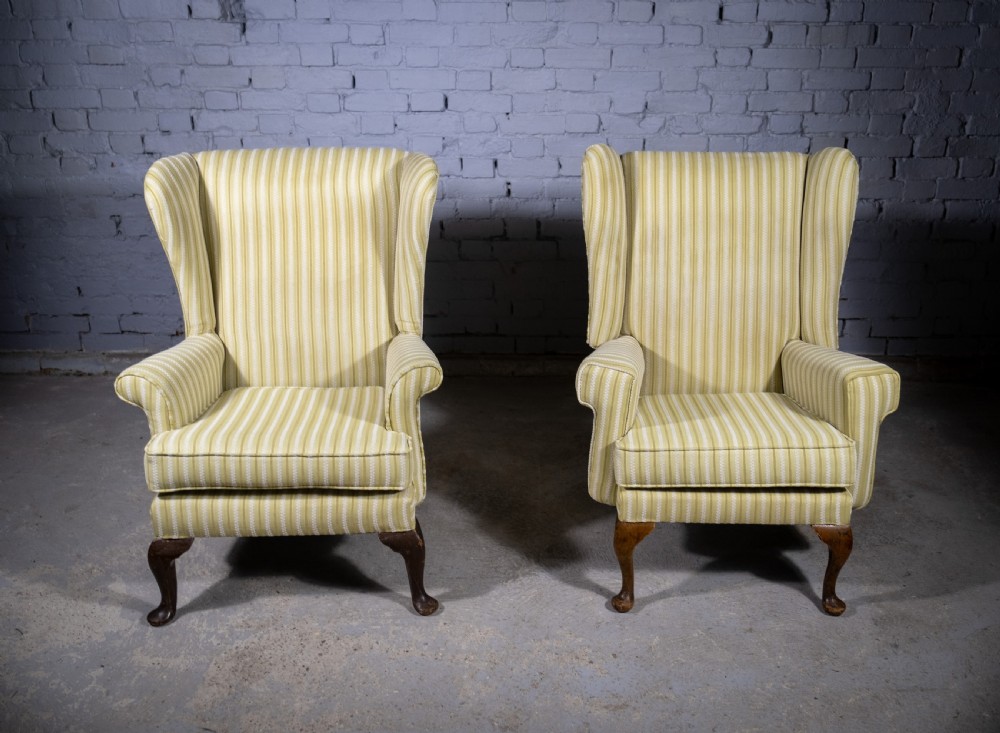 Near Pair Of Early 20th Century Wingback Armchairs. View II