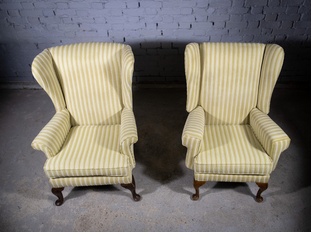 Near Pair Of Early 20th Century Wingback Armchairs. View III