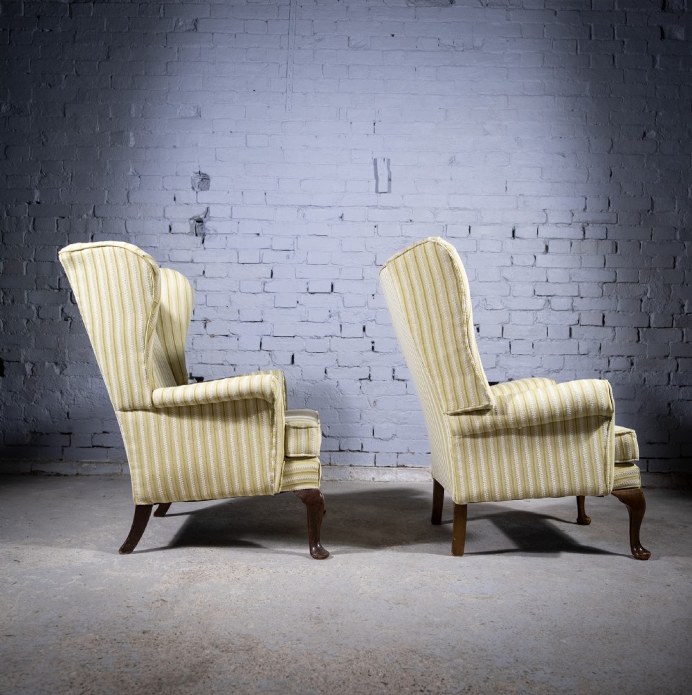 Near Pair Of Early 20th Century Wingback Armchairs. View V